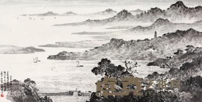  庚申（1980）年作 千里江南 横批 水墨纸本 67.5×134.5cm