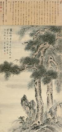  乙巳（1665）年作 松寿图 立轴 设色纸本