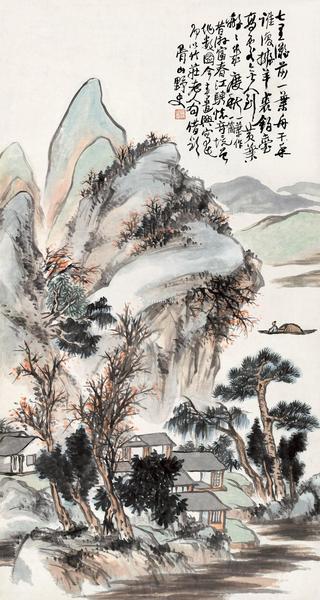  富春江景 镜片 设色纸本