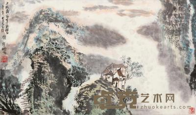  己巳（1989）年作 山居图 立轴 设色纸本 34.5×59.5cm