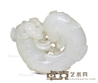 清 玉雕莲年有鱼把件 长5.8cm;宽4.7cm