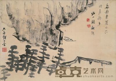 山水 立轴 水墨绢本 36.5×50.5cm
