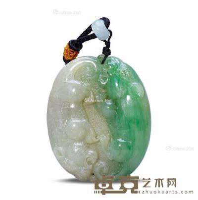民国 翡翠巧雕双欢挂件 长5.5cm;宽4.4cm