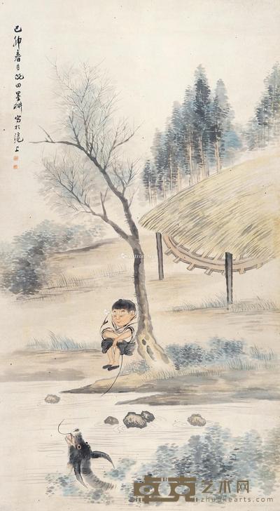 牧童 镜片 设色纸本 175×95cm