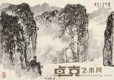 峡江行 镜片 水墨纸本 44.5×63cm
