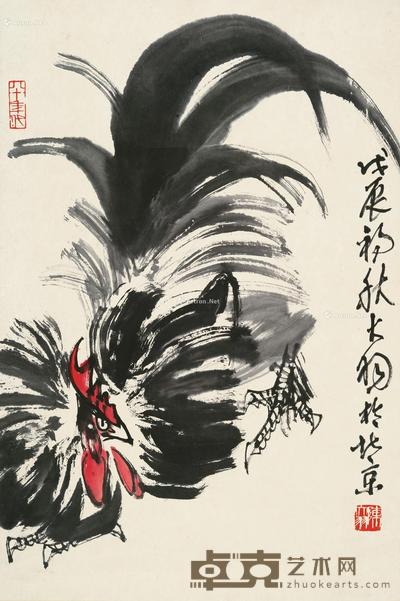 雄鸡 镜片 设色纸本 66.5×44cm