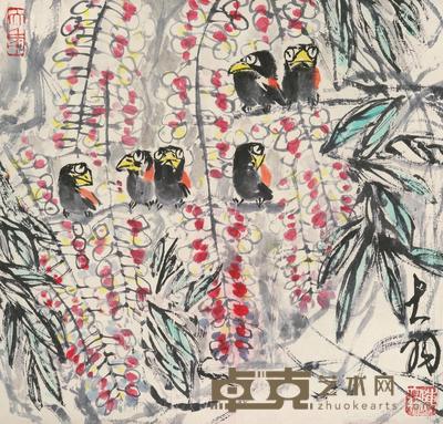 腊嘴 立轴 设色纸本 44.5×47cm