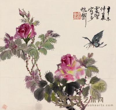  花卉 镜片 纸本 34×36cm