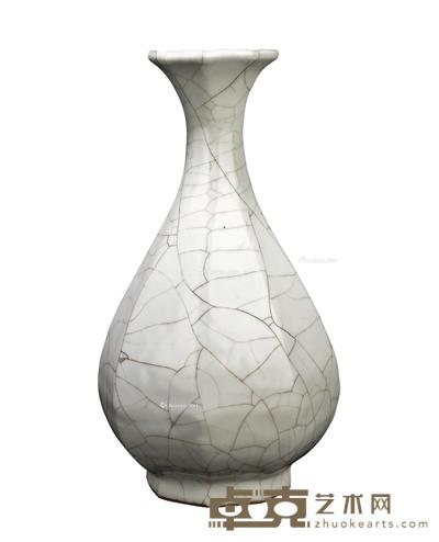 * 元代 仿哥釉六棱玉壶春瓶 直径10cm;高37cm