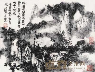 辛酉（1981）年作 黄山秋色 镜框 水墨纸本 36.5×47.5cm