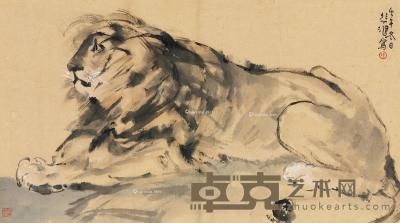  雄狮图 镜片 纸本 39×68.5cm