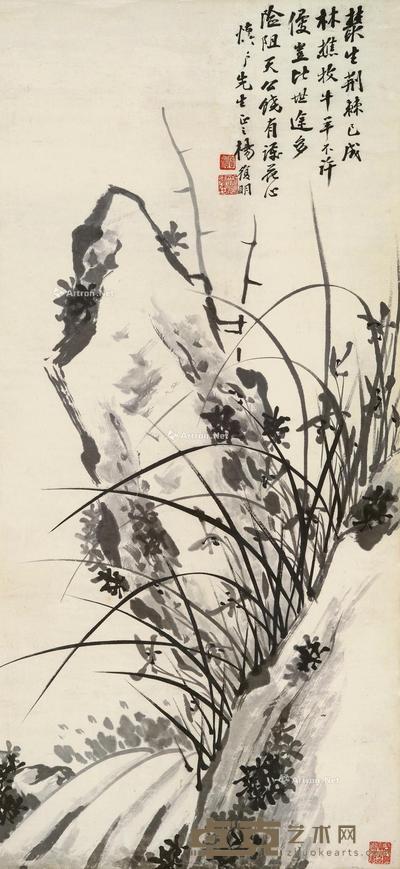 兰石图 立轴 水墨纸本 98.5×45cm