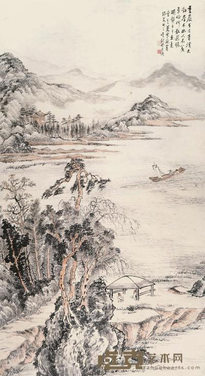 溪山渔隐 立轴 设色纸本 143×77cm