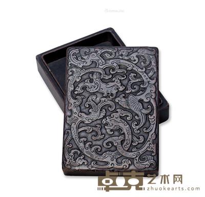 清 砚石雕龙纹盒 长12.5cm;宽9cm;高4cm