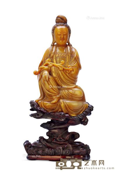 清 寿山石雕观音 高11cm
