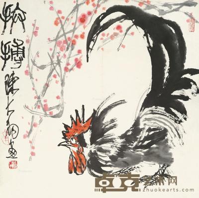 拼搏 镜片 设色纸本 68×68cm