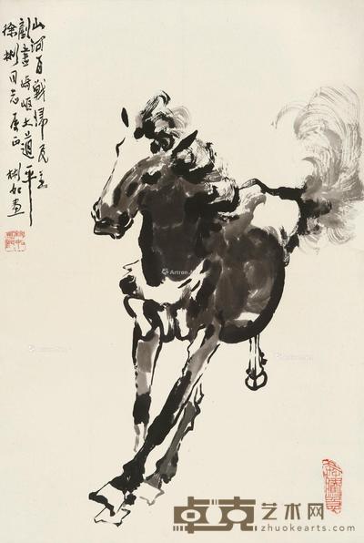 奔马图 立轴 水墨纸本 69×46cm