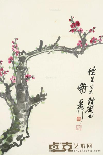红梅 镜片 设色纸本 66×43cm