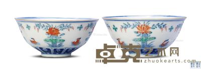 清光绪 斗彩花鸟纹碗 (一对) 直径11.6cm