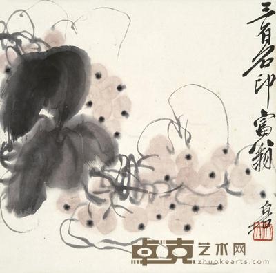 葡萄 立轴 设色纸本 34×33.5cm