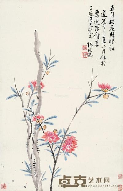 五月榴花照眼红 立轴 设色纸本 51×32.5cm