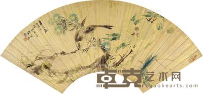花鸟 镜片 设色金漆笺本 19×53cm