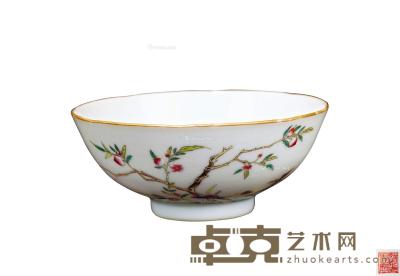 * 清代 粉彩福寿纹碗 高4.5cm；直径11cm