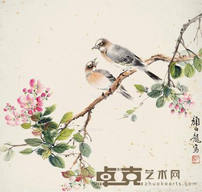 红梅小鸟 立轴 设色纸本 33×34cm