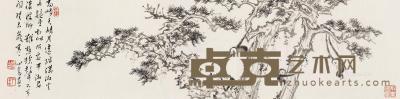  癸未（1943）年作 仙猿图 镜框 设色纸本 11×48cm