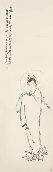  观音大士 镜片 水墨纸本