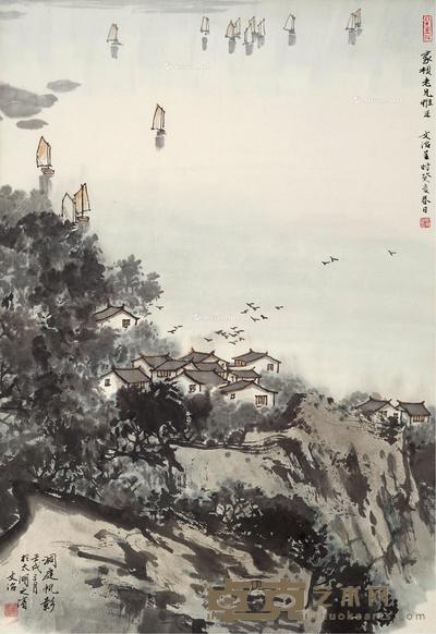  洞庭帆影 立轴 设色纸本 66.5×46cm