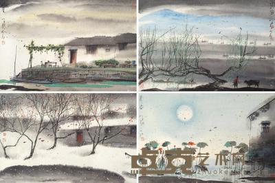 春夏秋冬 (四帧) 镜片 设色纸本 43×66cm×4