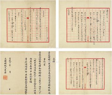  约1917年作 崇陵种树奏稿及请领浇灌树株银两公文底稿 文稿三页、公文一页