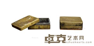 * 清代至民国 白铜印泥盒 （二件一组） 9.5×9.5×2cm×2