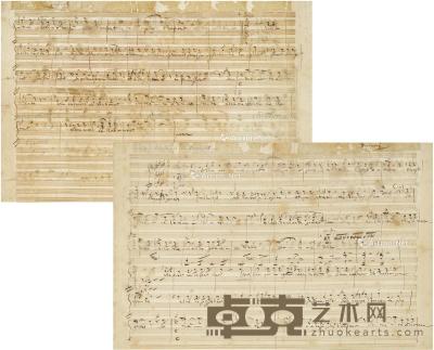  多尼采蒂 未刊歌剧咏叹调手稿 34.5×22.5cm