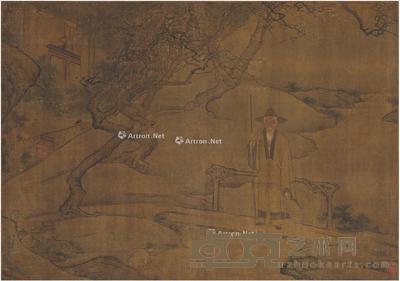  1756年作 策杖高士图 镜片 设色绢本 107×75cm