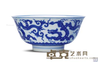 清康熙 青花夔龙纹碗 直径19cm