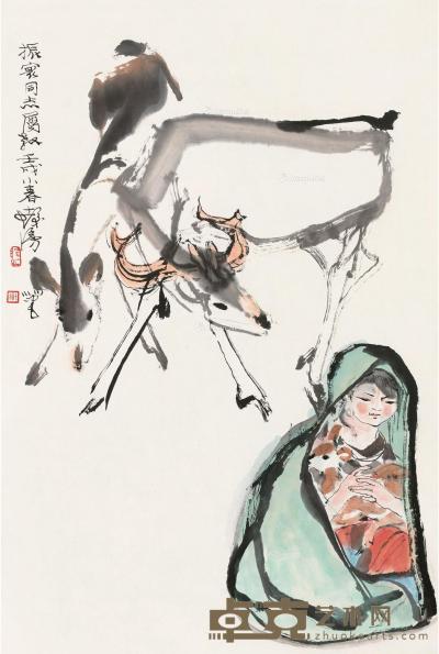 壬戌（1982）年作 吉羊图 立轴 设色纸本 68×46cm
