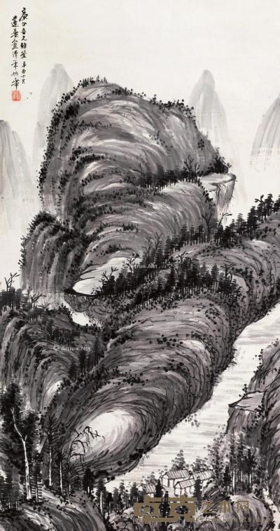  辛酉（1921）年作 深山隐居 立轴 水墨纸本 86.5×45cm