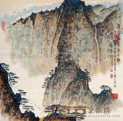 深谷高峰梵宇静 镜片 设色纸本 68×69cm