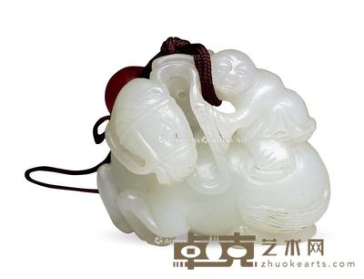 清 玉雕马上封侯挂件 长4.5cm;宽3.8cm
