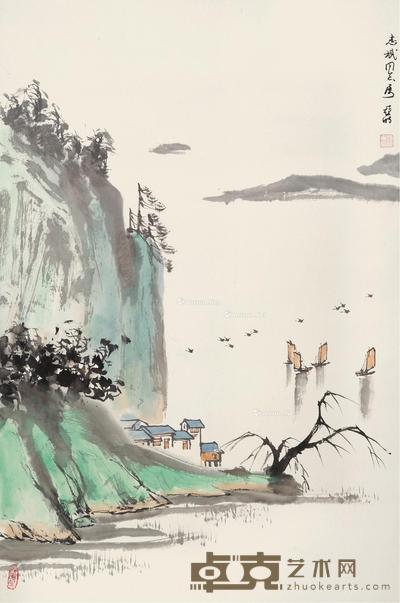 山水 镜片 设色纸本 67.5×45cm