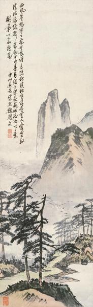  西风寒鸦 立轴 设色纸本