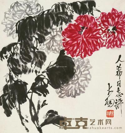 菊花 镜片 设色纸本 48.5×45.5cm