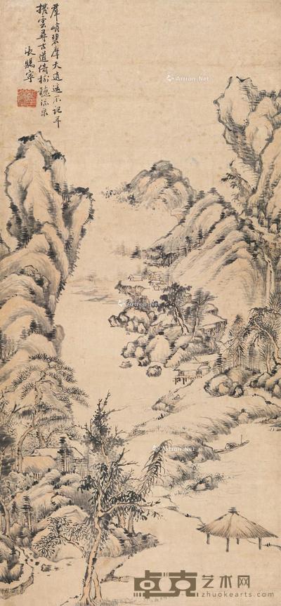 山林幽居 立轴 设色纸本 106×49cm