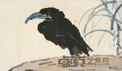 只鸟图 镜片 设色纸本 43×76cm