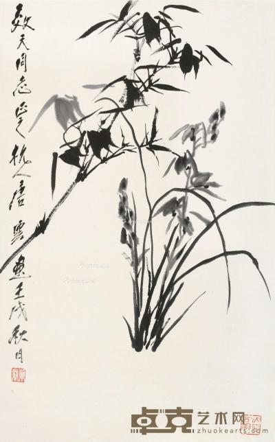  壬戌（1982）年作 兰竹双清 立轴 水墨纸本 65×40cm