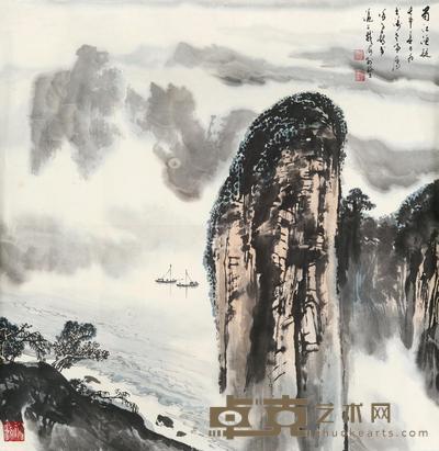 蜀江渔艇 镜片 设色纸本 68×67.5cm