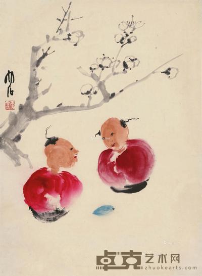 梅花泥人 立轴 设色纸本 40×29cm
