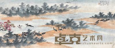 庚寅(1950年)作 芦雁图 镜片 设色纸本 42×100.5cm